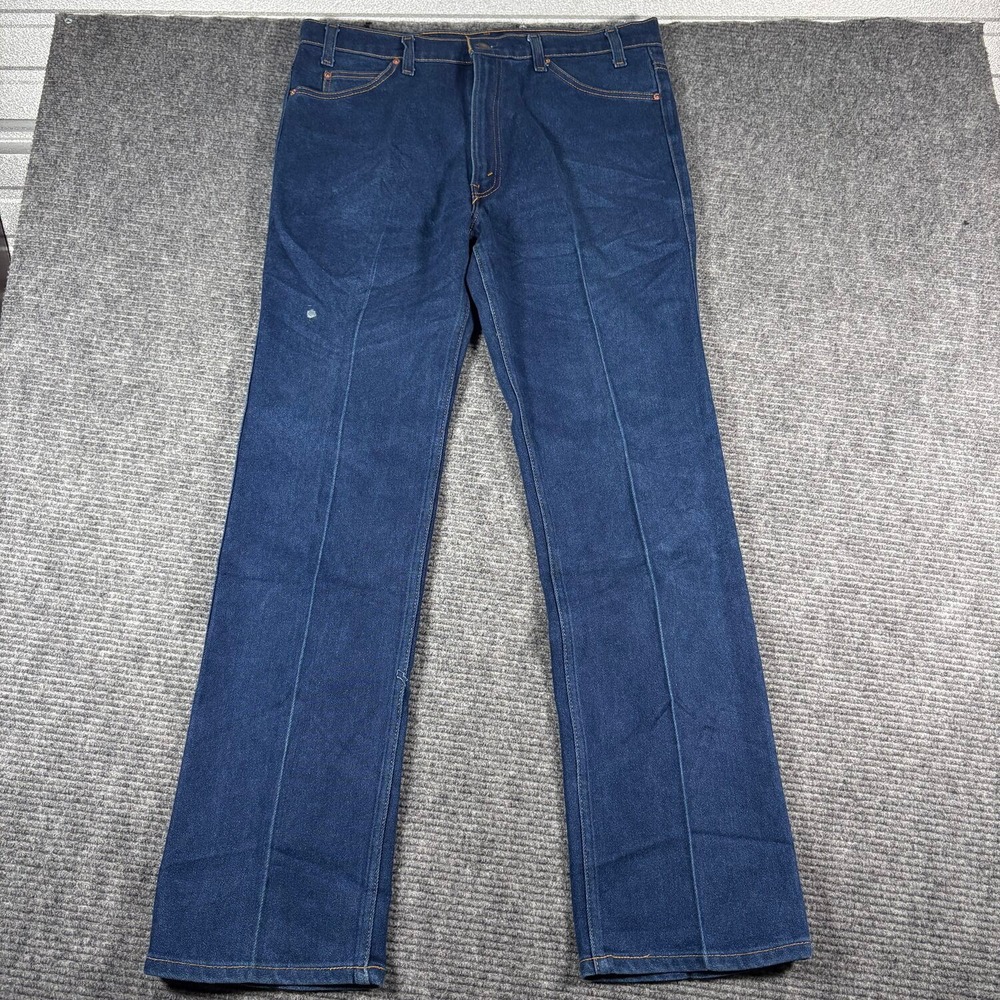 Vtg Levis 517 Bootcut Jeans Mens 38x34 Blue Good Dark Wash Orange Tab USA Made